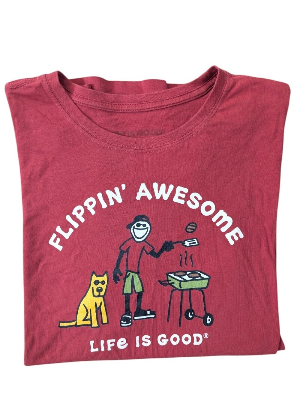 Life Is Good Summer Barbeque Grilling Dog Mans Best Friend Tshirt Size Medium